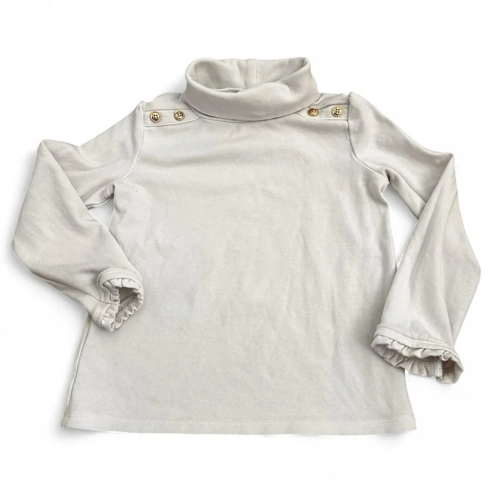 Gymboree adorable white cotton turtleneck top with cute golden buttons